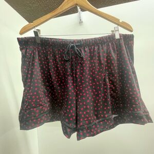 Auden Black Lounge Shorts with Red Heart Print
